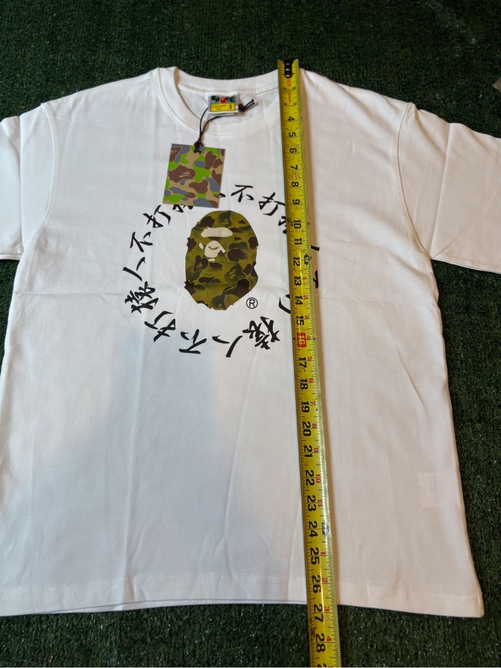 Bape White Tee with Green Camo Ape Head Graphic - Picture 8 of 9